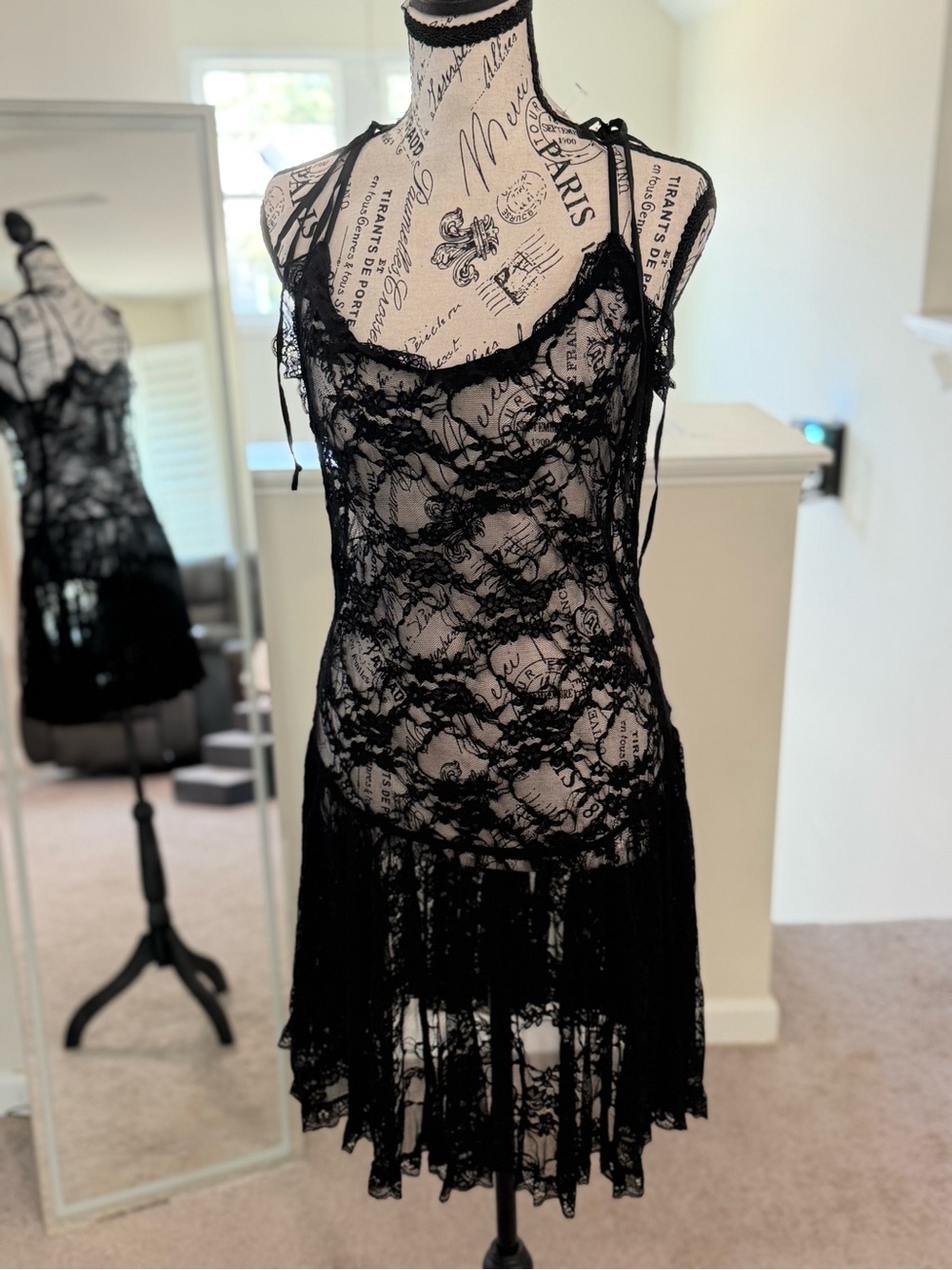 NWT Dolls Kill Current Mood Dusty Lace Halo Mini Dress - Black XXL
